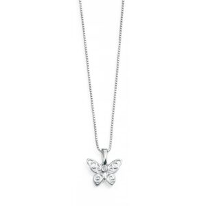 D for Diamond Butterfly Pendant
