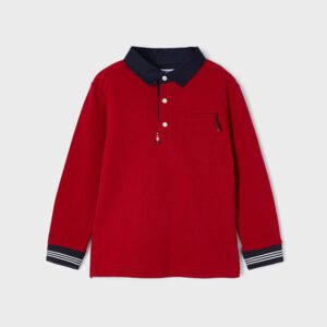 Mayoral Boys Red Long Sleeve Polo